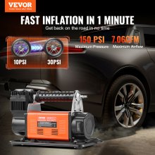 VEVOR 12V Heavy Duty Portable Air Compressor Car Tire Inflator 7.06CFM 150PSI