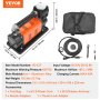 VEVOR 12V Portable Tire Inflator, 7.06CFM Heavy Duty Air Compressor, 150PSI Offroad Air Pump with Adapters for Car SUV RV Truck - Include 6.5FT Power Cord, 26FT Air Hose with Pressure Gauge, Carry Bag