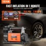 VEVOR 12V Portable Tire Inflator, 7.06CFM Heavy Duty Air Compressor, 150PSI Offroad Air Pump with Adapters for Car SUV RV Truck - Include 6.5FT Power Cord, 26FT Air Hose with Pressure Gauge, Carry Bag