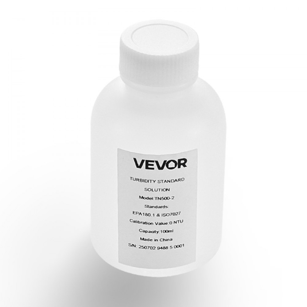 VEVOR Turbiditetskalibreringsopløsning, 0 NTU, 100 ml kapacitet, standard turbiditetsopløsningsrefill til turbiditetsmåler, nuldrift for stabil koncentration, klar til brug, til både hvidt og rødt lys