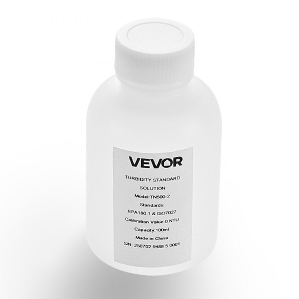 VEVOR Turbiditetskalibreringsopløsning, 0 NTU, 100 ml kapacitet, standard turbiditetsopløsningsrefill til turbiditetsmåler, nuldrift for stabil koncentration, klar til brug, til både hvidt og rødt lys