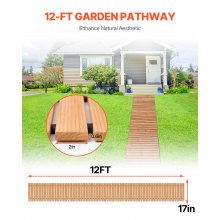 12 ft L x 17 in W Straight Wooden Garden Pathway Roll Out Garden Walkway