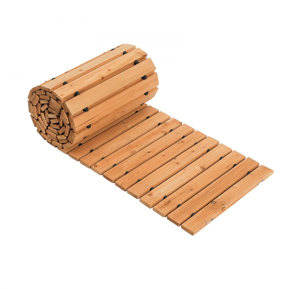 VEVOR Wooden Garden Pathway, 12 ft L x 22 in W, Non-Slip Straight Garden Walkway, Roll Out Cedar Outdoor Walkway Path with Wire Rope Connection, Decorative Garden Paver for Backyard Wedding Party