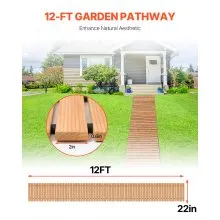 12 ft L x 22 in W Straight Wooden Garden Pathway Roll Out Garden Walkway