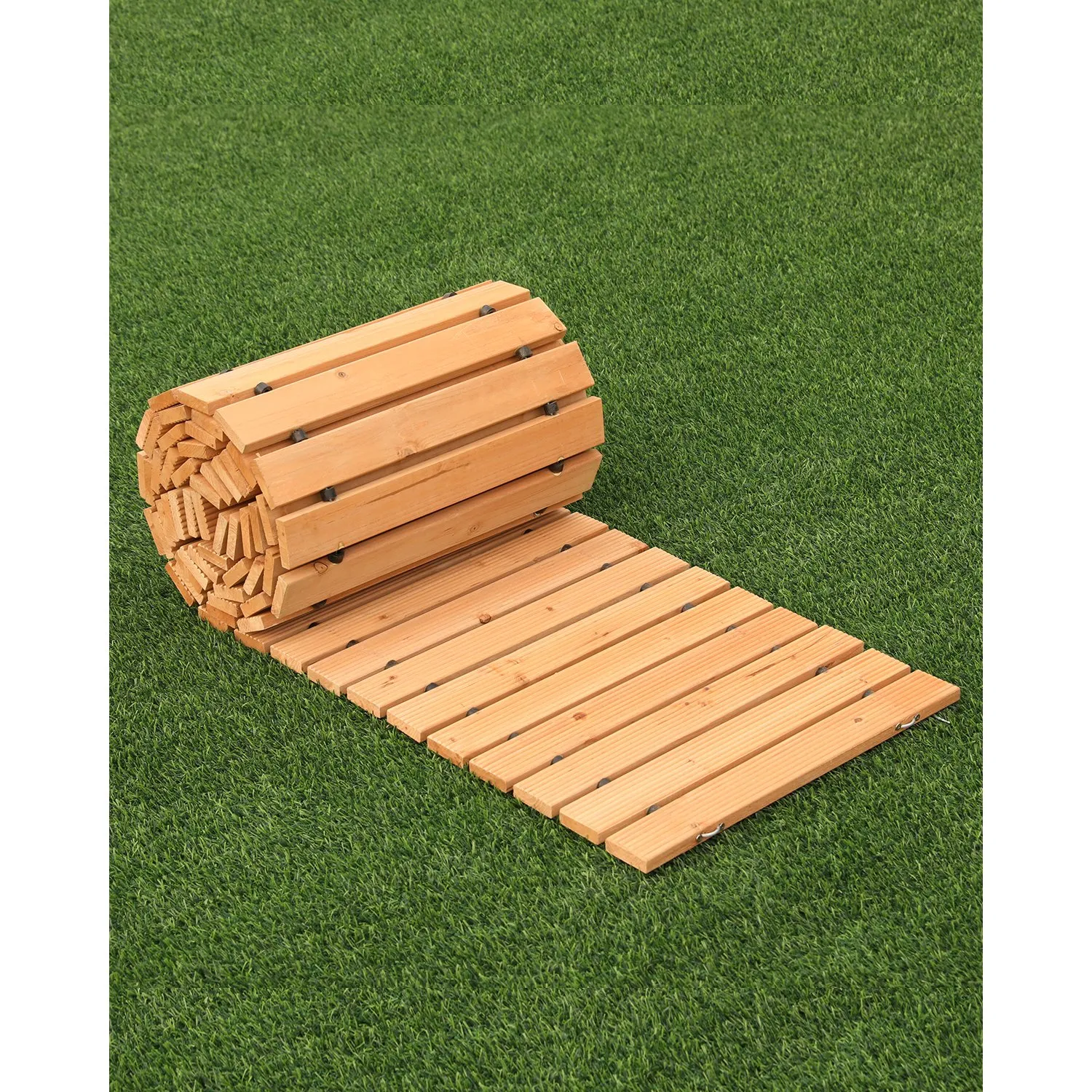 VEVOR Wooden Garden Pathway, 12 ft L x 22 in W, Non-Slip Straight Garden Walkway, Roll Out Cedar Outdoor Walkway Path with Wire Rope Connection, Decorative Garden Paver for Backyard Wedding Party