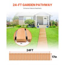 VEVOR 16 ft L x 17 in W Straight Wooden Garden Pathway Roll Out Garden Walkway