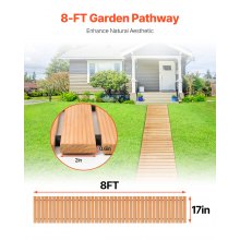 VEVOR 8 ft L x 17 in W Straight Wooden Garden Pathway Roll Out Garden Walkway