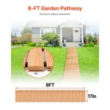 8 ft L x 17 in W Straight Wooden Garden Pathway Roll Out Garden Walkway