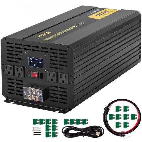 VEVOR Power Inverter, 5000W Modified Sine Wave Inverter, DC 36V to AC 120V Car Converter, with LCD Display, Remote Controller, LED Indicator, AC Outlets Inverter for Truck RV Car Boat Travel Camping