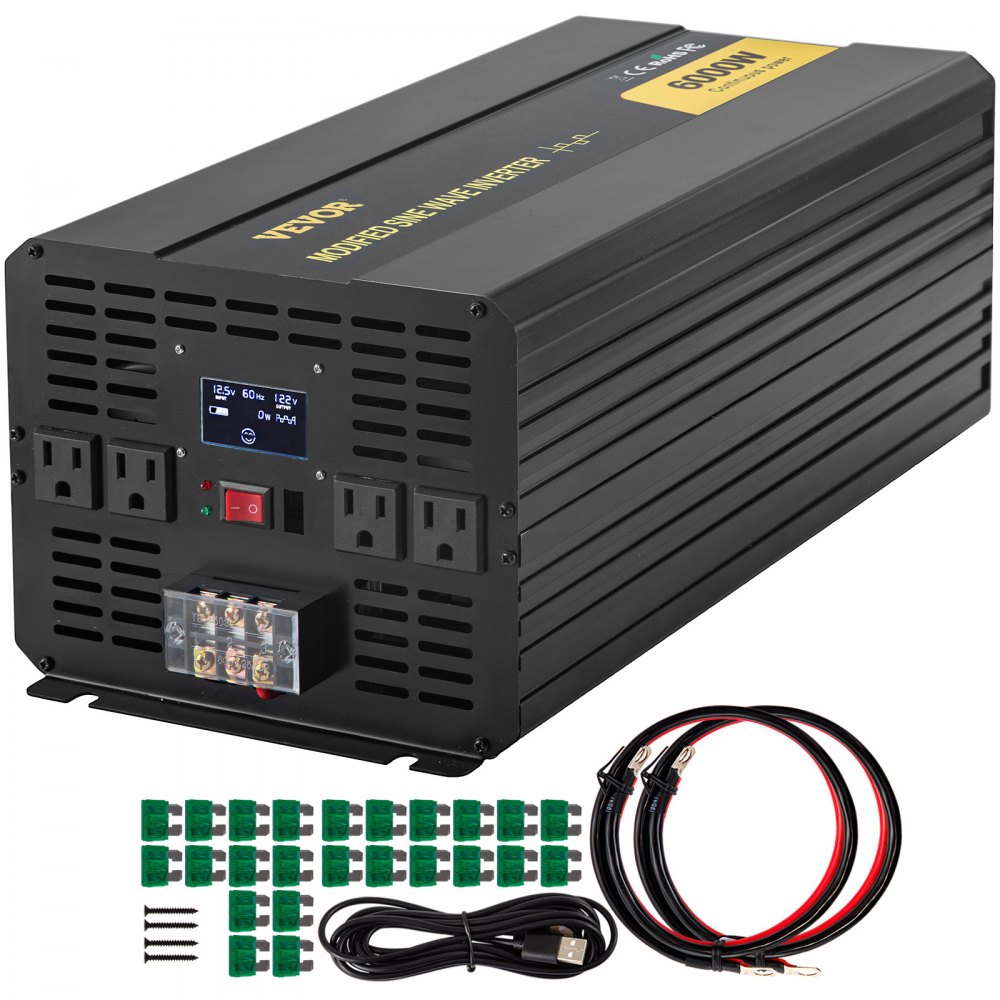 VEVOR Modified Sine Wave Power Inverter 6000W 12000W dc 12V to 120V ac w/ LCD