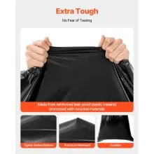 VEVOR Contractor Trash Bags, 40-45 Gallon Heavy Duty Contractor Trash Bags, 1.7 MIL Thick Large Black Industrial Garbage Bag, Big Garbage Bag (50 Count), for Commercial, Household and Industrial Use