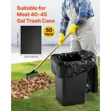 VEVOR Contractor Trash Bags, 40-45 Gallon Heavy Duty Contractor Trash Bags, 1.7 MIL Thick Large Black Industrial Garbage Bag, Big Garbage Bag (50 Count), for Commercial, Household and Industrial Use