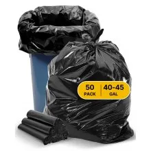 VEVOR Contractor Trash Bags, 40-45 Gallon Heavy Duty Contractor Trash Bags, 1.7 MIL Thick Large Black Industrial Garbage Bag, Big Garbage Bag (50 Count), for Commercial, Household and Industrial Use
