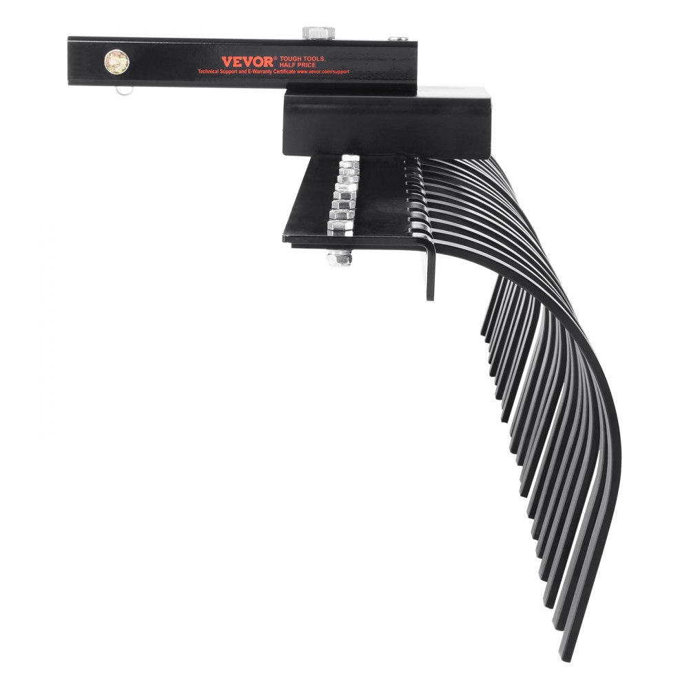 VEVOR Tow Behind Landscape Rake, 1.5m Tow Dethatcher with 21 Steel Coil Tines, Lawn Dethatcher Rake Attaches to 1.2m or 15m Toolbars and 3-point Suspension Systems, for Leaves, Pine Needles, and Grass