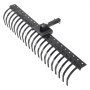 VEVOR tow behind landscape rake with sturdy black metal tines, mounting bracket, and adjustable design.