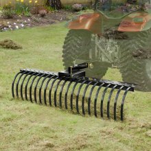 VEVOR Tow Behind Landscape Rake, 60" Tow Dethatcher with 21 Steel Coil Tines, Lawn Dethatcher Rake Attaches to 48" or 60" Toolbars and 3-point Suspension Systems, for Leaves, Pine Needles, and Grass