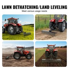 VEVOR Tow Behind Dethatcher, 60-inch Tow Dethatcher with 32 Steel Tines, 3-Point Lawn Dethatcher Rake with Attachments for Tractor, Landscape Rake for Garden, Farm, Grass