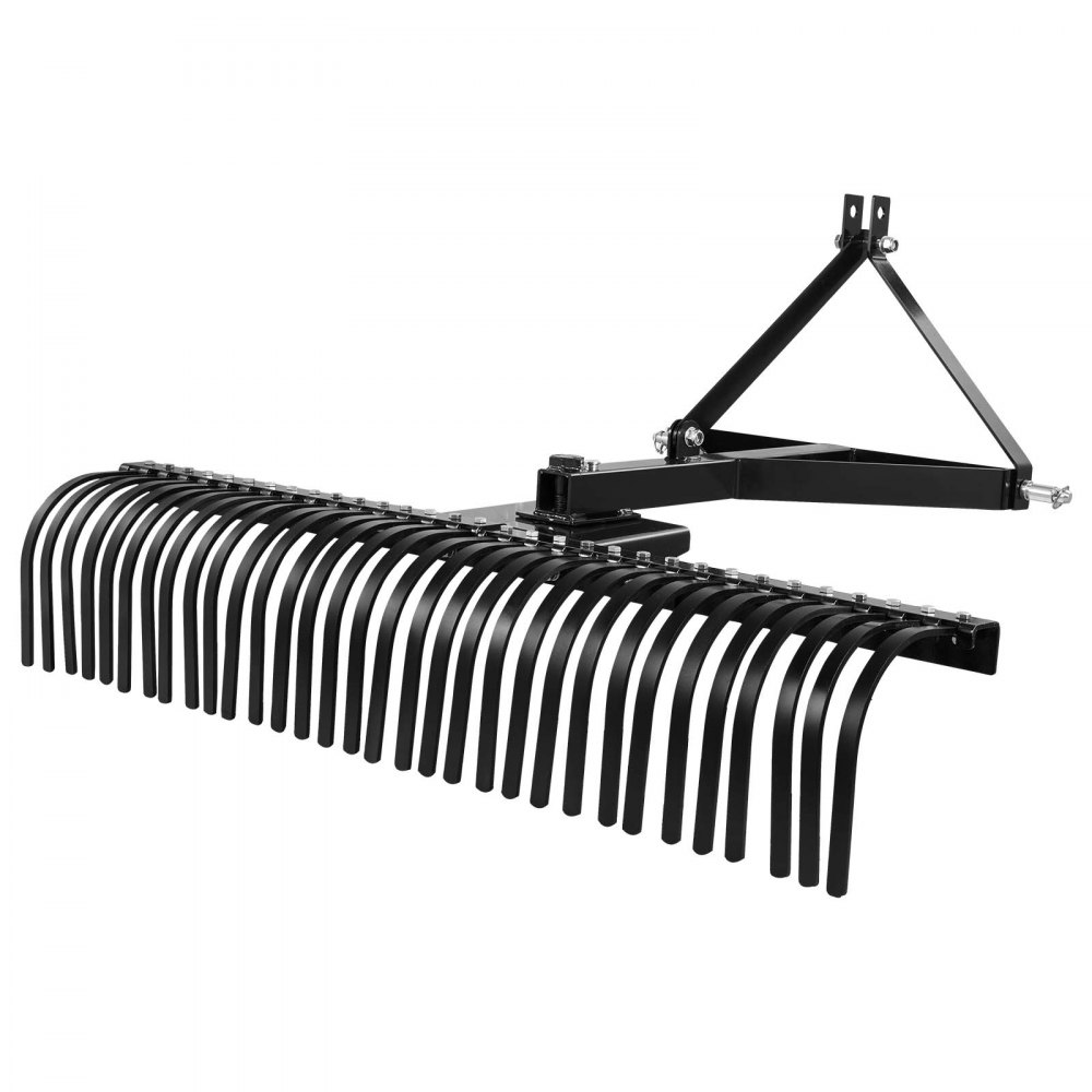 VEVOR Tow Behind Dethatcher, 1525mm Tow Dethatcher with 32 Steel Tines, 3-Point Lawn Dethatcher Rake with Attachments for Tractor, Landscape Rake for Garden, Farm, Grass