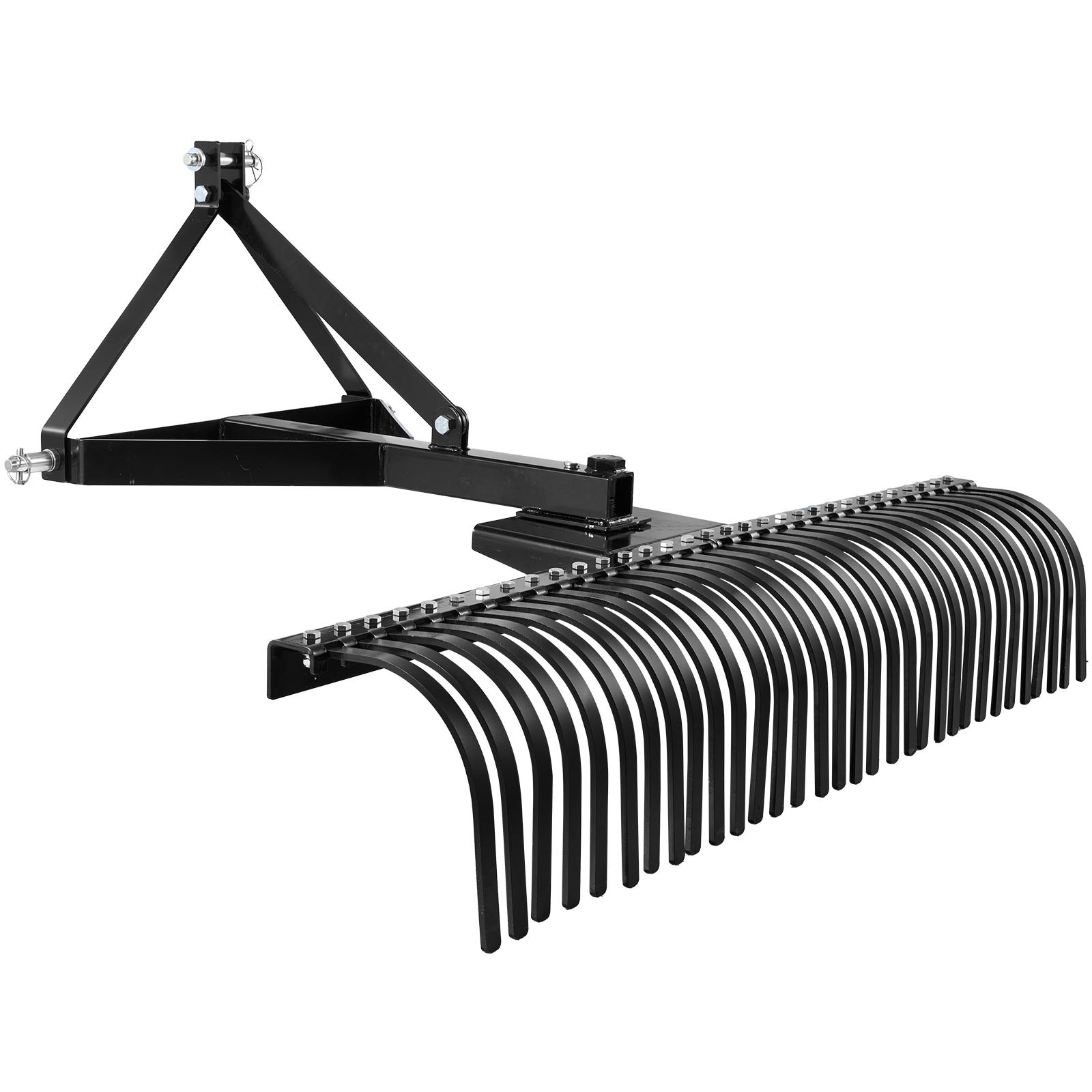 VEVOR Tow Behind Dethatcher, 1525mm Tow Dethatcher with 32 Steel Tines, 3-Point Lawn Dethatcher Rake with Attachments for Tractor, Landscape Rake for Garden, Farm, Grass