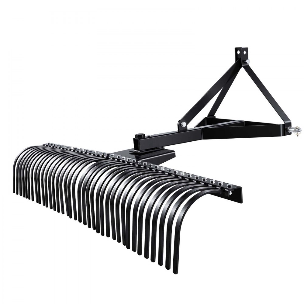 VEVOR Tow Behind Dethatcher, 183 cm Tow Dethatcher with 36 Steel Tines, 3-Point Lawn Dethatchers Rake with Attachments for Tractor, Landscape Rake for Garden, Farm, Grass