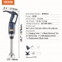 VEVOR Commercial Immersion Blender, 350W Heavy Duty Hand Mixer, 12 inch Stepless Variable Speed Mixer with Stainless Steel Blade, Multi-Purpose Portable Mixer for Soup, Sauces, Mashed Potatoes, Cream