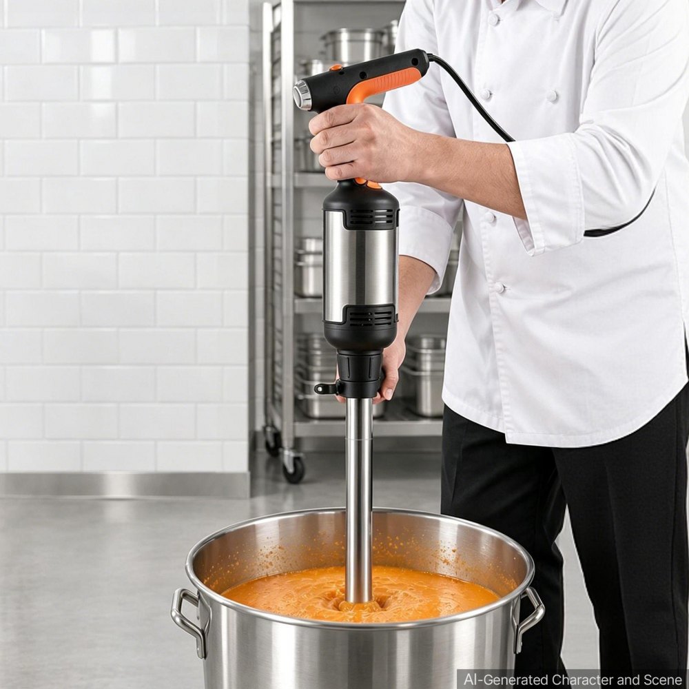 VEVOR Commercial Immersion Blender, 750W, 53 cm, Heavy-Duty Hand Mixer for Restaurant, Handheld Stick for Soups & Sauces, Pure-Copper Motor, Variable Speed, Stainless Steel 3-Blade Head, Handle