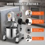 VEVOR Commercial Food Mixer, 18.7L Commercial Stand Mixer with 3 Adjustable Speeds, 1100W Dough Mixer with Stainless Steel Bowl and 3 Mixing Attachments, Ideal for Restaurant, Bakery, Pastry shop, Caf