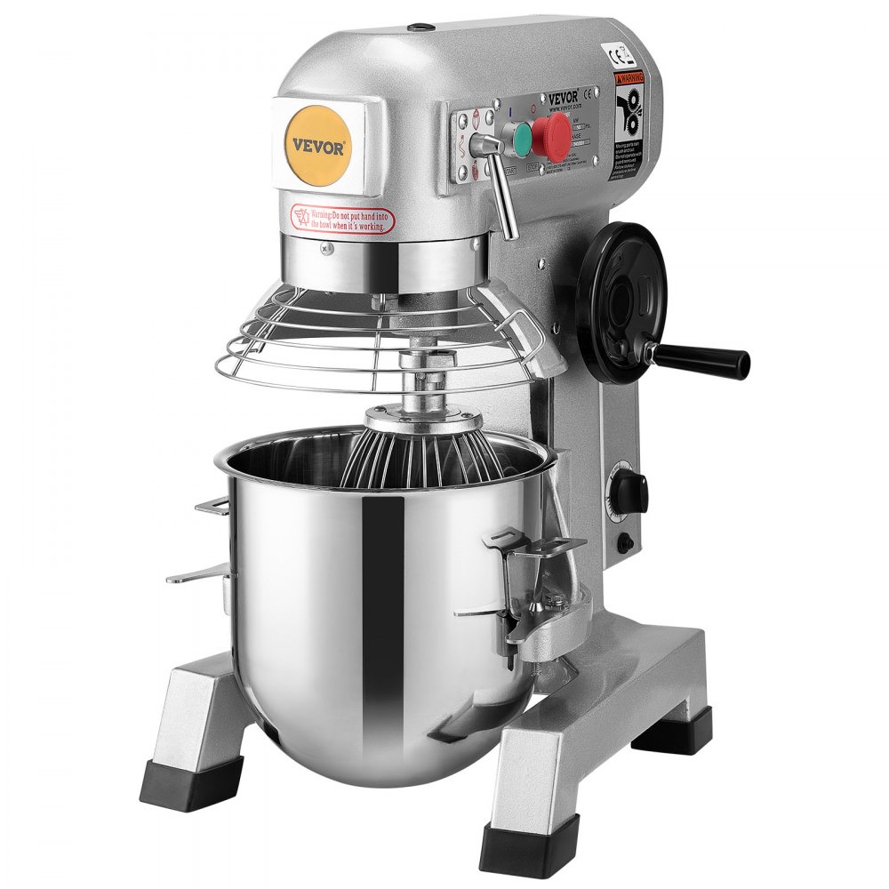 VEVOR Commercial Food Mixer, 18.7L Commercial Stand Mixer with 3 Adjustable Speeds, 1100W Dough Mixer with Stainless Steel Bowl and 3 Mixing Attachments, Ideal for Restaurant, Bakery, Pastry shop, Caf