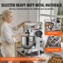 VEVOR Commercial Food Mixer, 18.7L Commercial Stand Mixer with 3 Adjustable Speeds, 1100W Dough Mixer with Stainless Steel Bowl and 3 Mixing Attachments, Ideal for Restaurant, Bakery, Pastry shop, Caf
