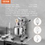 VEVOR Commercial Food Mixer, 28.5L Commercial Stand Mixer with 3 Adjustable Speeds, 1100W Dough Mixer with Stainless Steel Bowl and 3 Mixing Attachments, Ideal for Restaurant, Bakery, Pastry shop, Caf