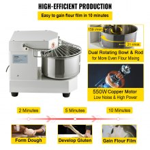 VEVOR Commercial Dough Food Mixer Spiral Dough Mixer w/ 8.5Qt Stainless Steel Bowl