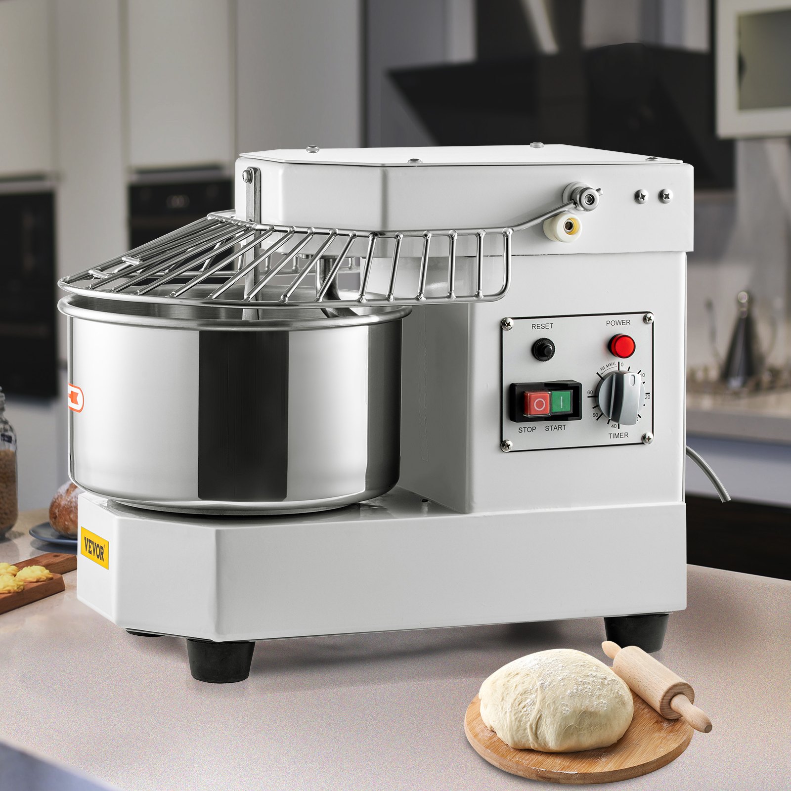 VEVOR Commercial Dough Food Mixer Spiral Dough Mixer w/ 8 L Stainless Steel Bowl