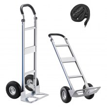 VEVOR Hand Truck, 500 lbs Load Capacity, Heavy-Duty Hand Truck Dolly with Non-Slip Wheels & Handle, Aluminum Alloy Portable Dolly with Tie-down Strap for Moving Home, Office, Warehouse