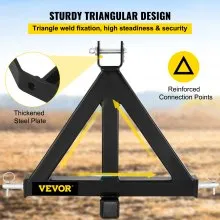 VEVOR 3 Point Trailer Hitch Heavy Duty 2In Receiver Hitch Category 1 33In Hitch Attachments Tow Hitch Drawbar Adapter Black (Heavy Duty Trailer Hitch)