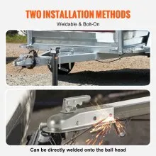 VEVOR Straight Trailer Coupler, for 2-Inch Hitch Ball, 2-Inch Channel, 3500 lbs Capacity, Heavy Duty Trailer Tongue Coupler, Ideal for Towing Station Wagons, Pickup Trucks, SUVs, Zinc Plated Surface
