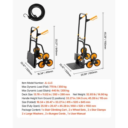 Kokkupandav käetugedega trepikäru, 350 kg / trepil 200 kg — pilt 7