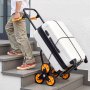 VEVOR Stair Climbing Cart, 200 kg Stair-Climbing Capacity, Heavy-Duty Folding Trolley Cart with Telescoping Handle, 6 Wheels and 2 Bungee Cords, Stair Climber Dolly for Home, Groceries, Warehouse