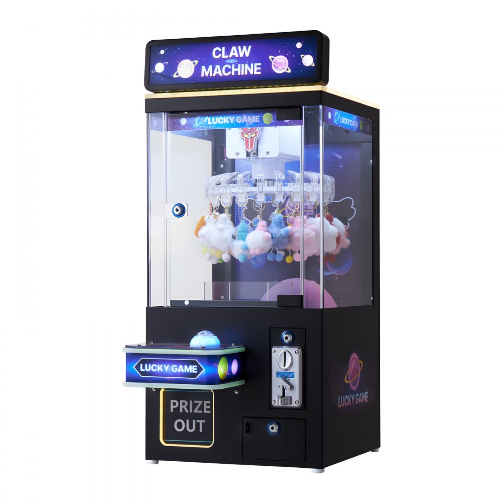 VEVOR Claw Crane Machine, Medium-Sized Arcade Game Machine with Light & Sound, Adjustable Difficulty, Precise Toy Candy Grabber Prize Dispenser Vending Toy, for Commercial Home Cinema, Black Purple