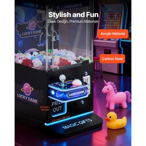 Mini Machine à Pince Réveil – Candy Grabber Alarme – Jeu Attrape Bonbon Fun – Bleu Ou Rose (Piles Non Incluses) Réveil Avec Pièce Pour Arrêter