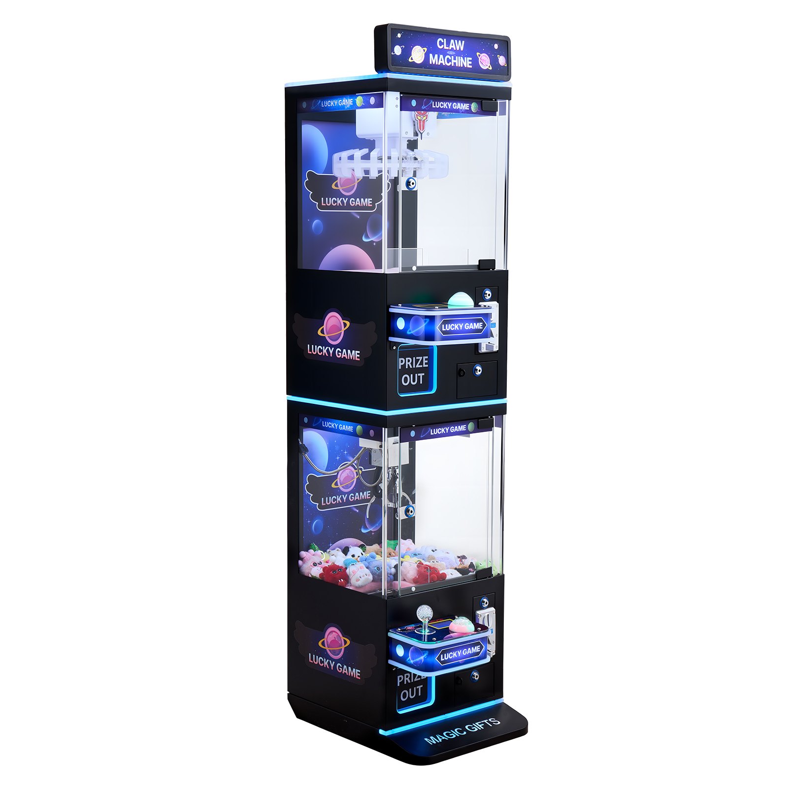 VEVOR Claw Crane Machine, Medium-Sized Arcade Game Machine with Claw + Grabber Double-Layer, Light & Sound, Toy Candy Grabber Prize Dispenser Vending Toy, for Commercial Home Cinema, Black Purple