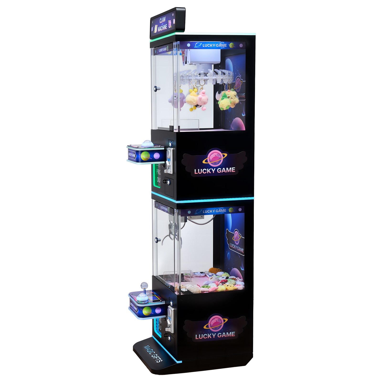 VEVOR Claw Crane Machine, Medium-Sized Arcade Game Machine with Claw + Grabber Double-Layer, Light & Sound, Toy Candy Grabber Prize Dispenser Vending Toy, for Commercial Home Cinema, Black Purple