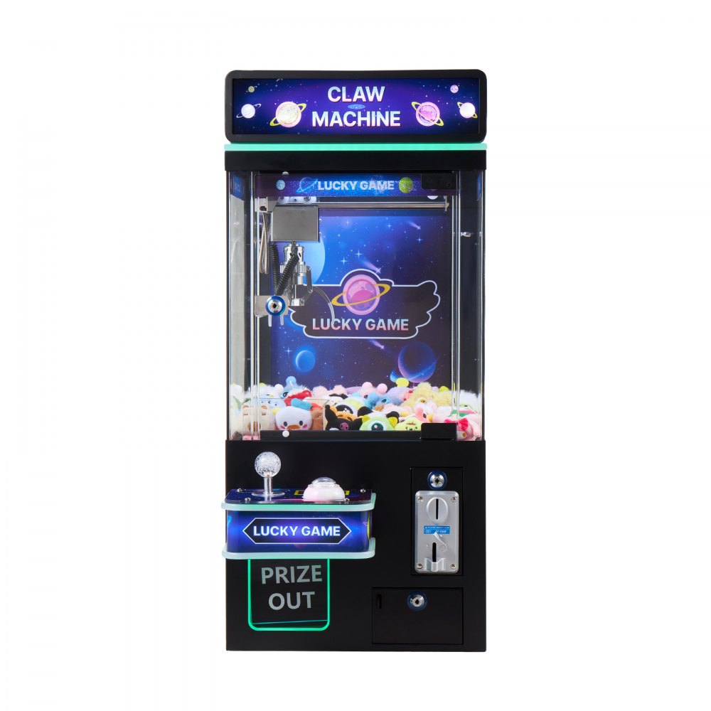 VEVOR Claw Crane Machine, Medium-Sized Arcade Game Machine with Light & Sound, Adjustable Steel Claws, Precise Toy Candy Grabber Prize Dispenser Vending Toy, for Commercial Home Cinema, Black Purple