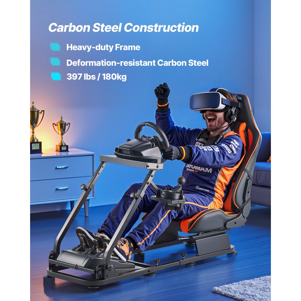 VEVOR Racing Wheel Stand, Heavy-Duty Simulator Cockpit Steering Stand with Dual-Rail Dual-Arm, Fit Logitech G25,G27,G29,G920,G923, Thrustmaster T300RS,TX F458,T500RS,T3PA-PRO (F1/GT) and CSR Pedals