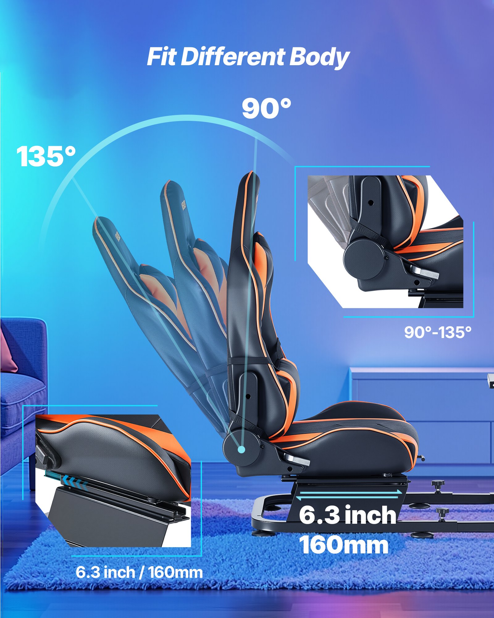 VEVOR Racing Wheel Stand, Heavy-Duty Simulator Cockpit Steering Stand with Dual-Rail Dual-Arm, Fit Logitech G25,G27,G29,G920,G923, Thrustmaster T300RS,TX F458,T500RS,T3PA-PRO (F1/GT) and CSR Pedals