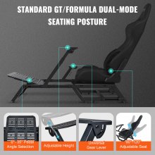 VEVOR Pre-installed Steering Racing Wheel Stand, Universal Base Fit for Logitech/Thrustmaster/Fanatec, Multi-Position Adjustable Driving Sim Simulator, Comfortable PVC Leather Integrated Cockpit