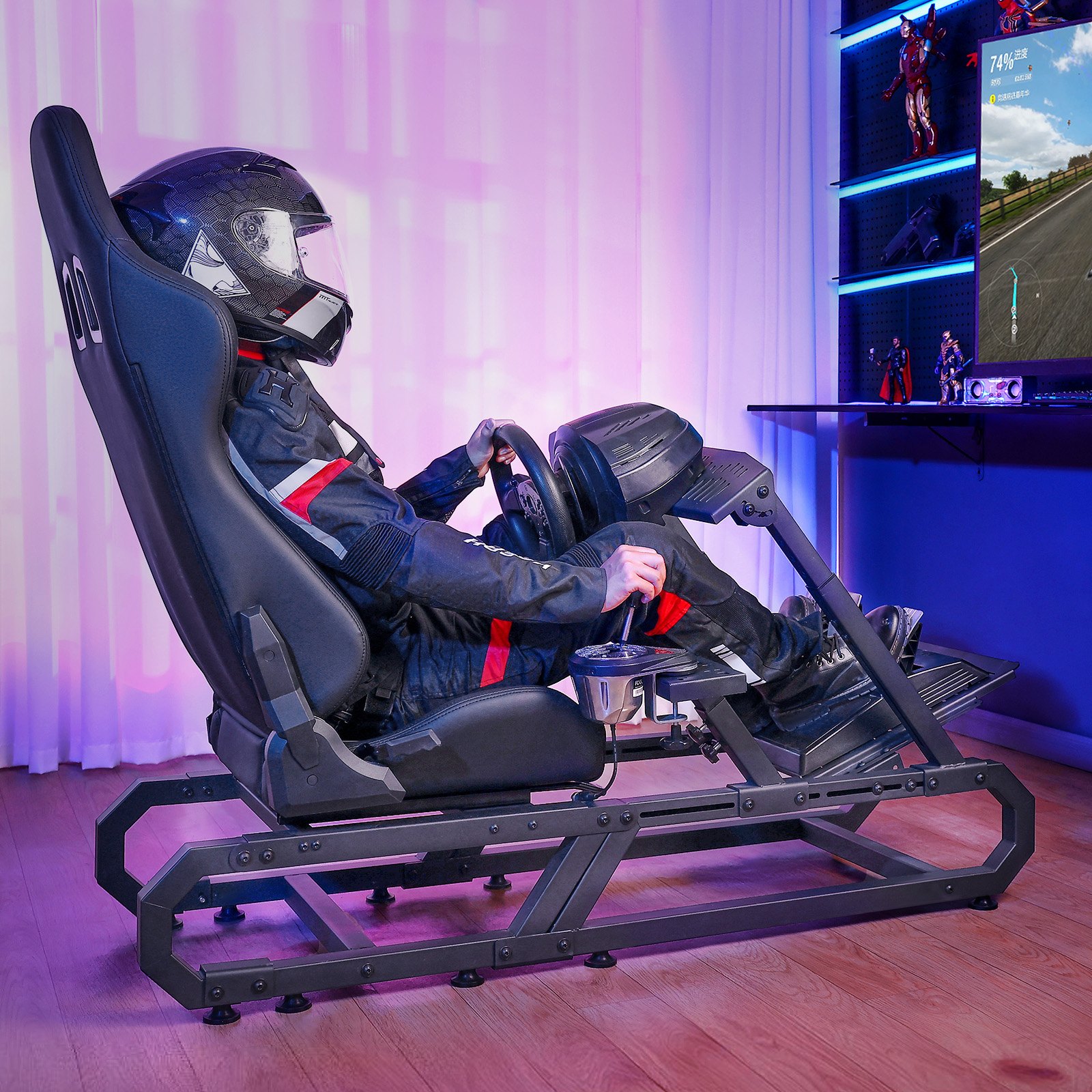 VEVOR Racing Wheel Stand For Logitech G923/G920/G29, Heavy Duty Steel Driving Simulator Cockpit-Thrustmaster T248P, Steering Wheel Bracket Height & Foot Pedal Angle Adjustable,Max Load 330 LBS Compact