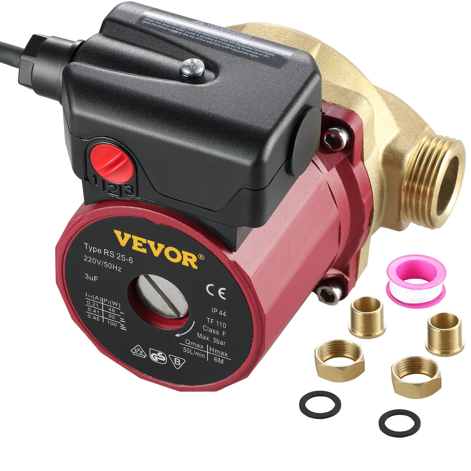 VEVOR Hot Water Circulation Pump 0.6-Inch 220V 5.3 GPM 90W Water Pump 0.8A for Bar Electronic Home Shower Washing Machine