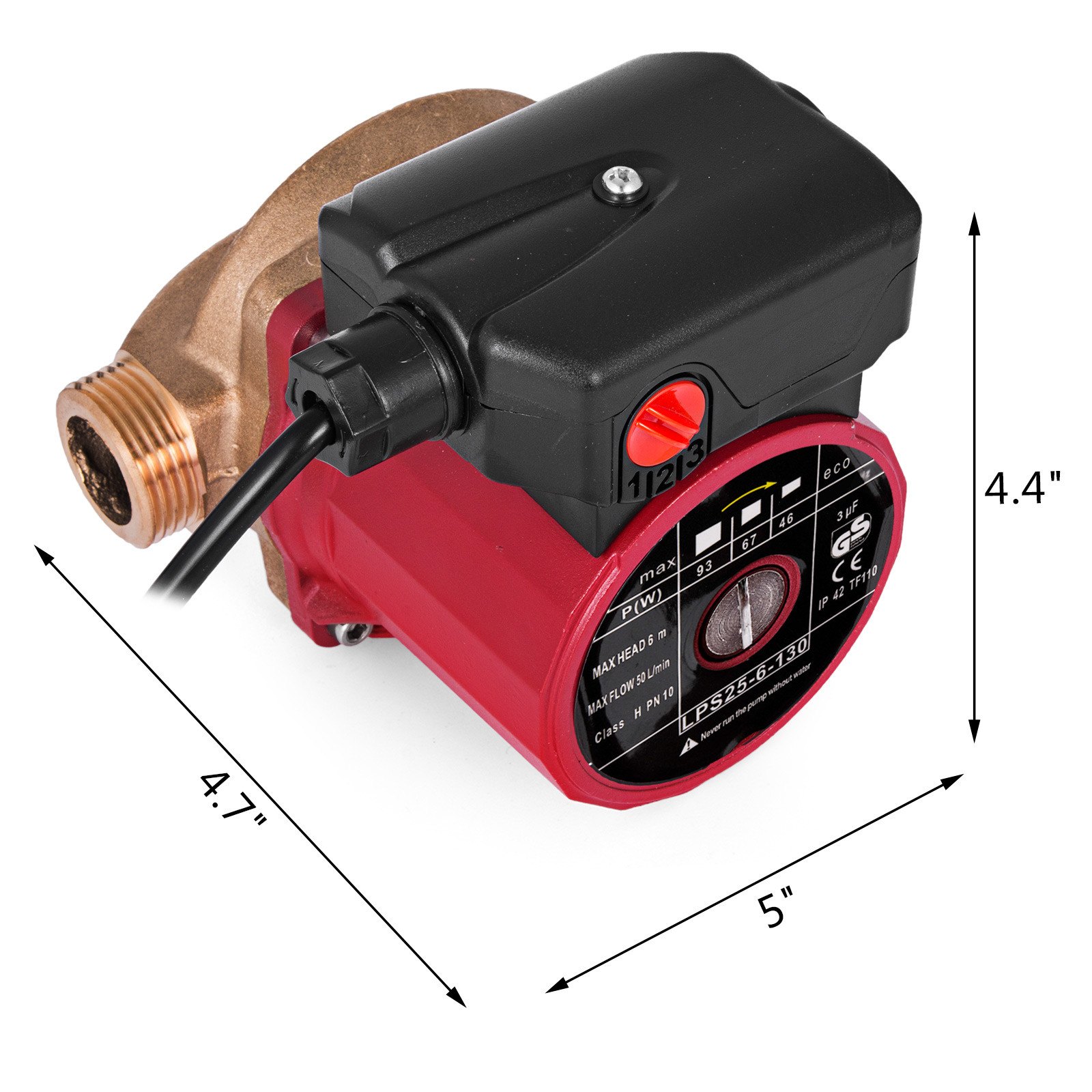 3 Speed Hot Water Circulation Pump 50L/min 6m 1 Inch Recirculating 19.7 ft