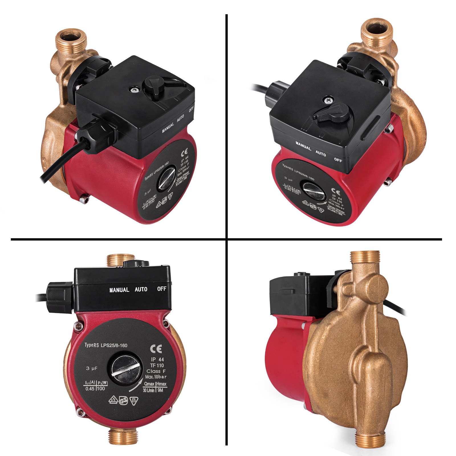 LPS25/8-180 3 Speed Brass Solar Hot Water Heater Circulator Circulation Pump