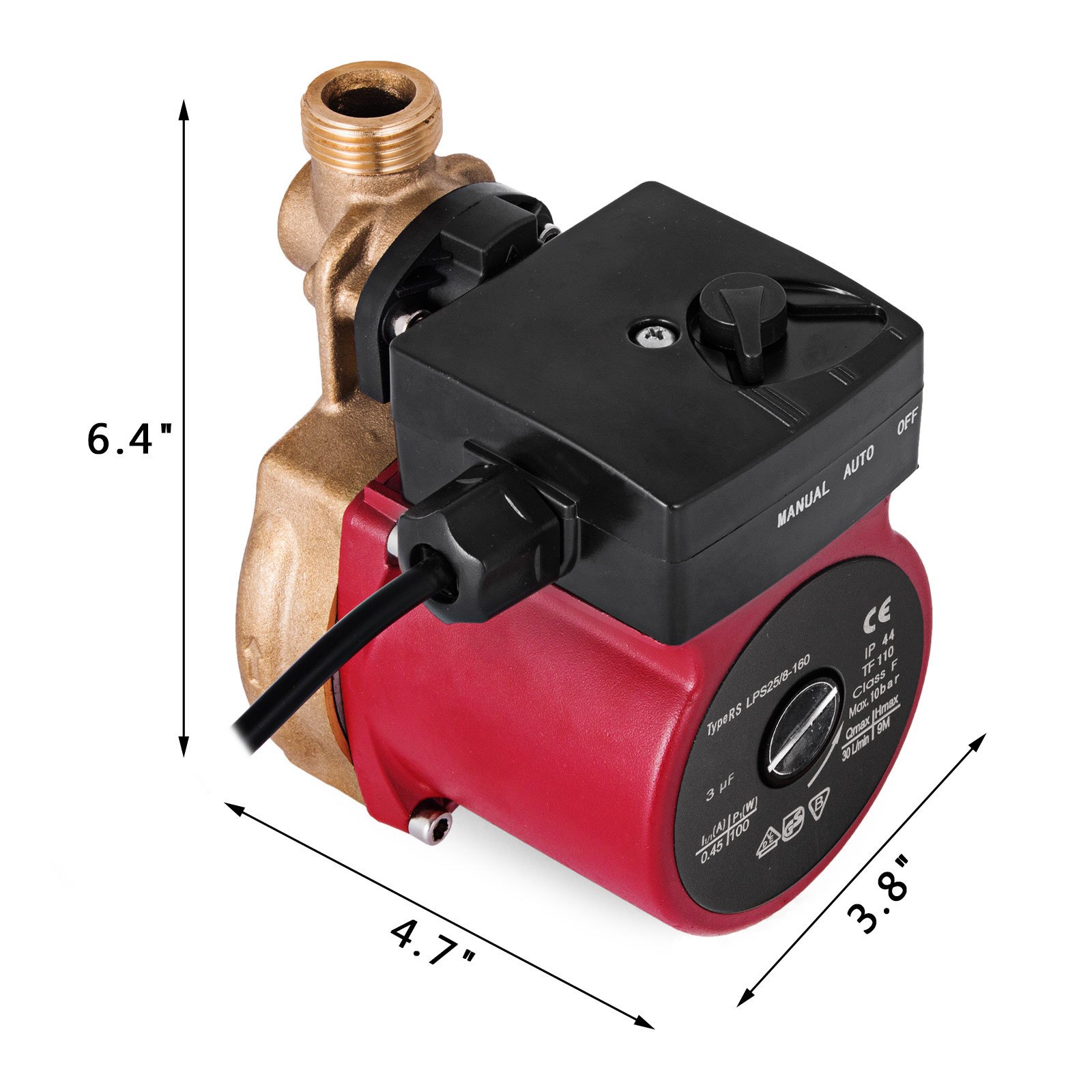 LPS25/8-180 3 Speed Brass Solar Hot Water Heater Circulator Circulation Pump